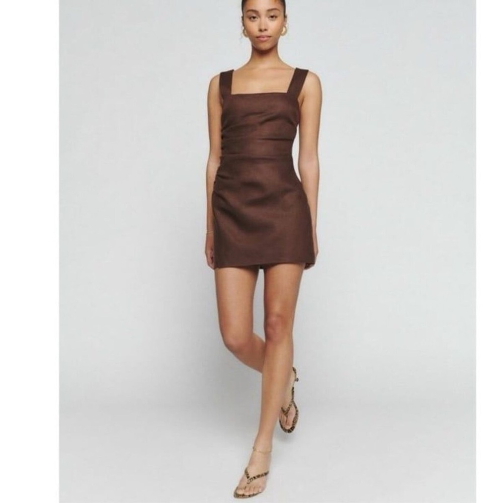 NWT Reformation Kerrigan Linen Dress (in Cafe) - Picture 5 of 10